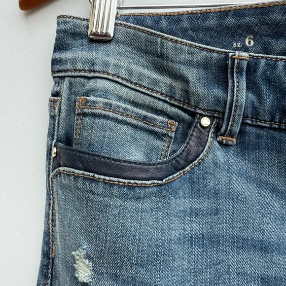 WHBM The Skinny Leather Trim Jeans Size 6 - Picture 15 of 16